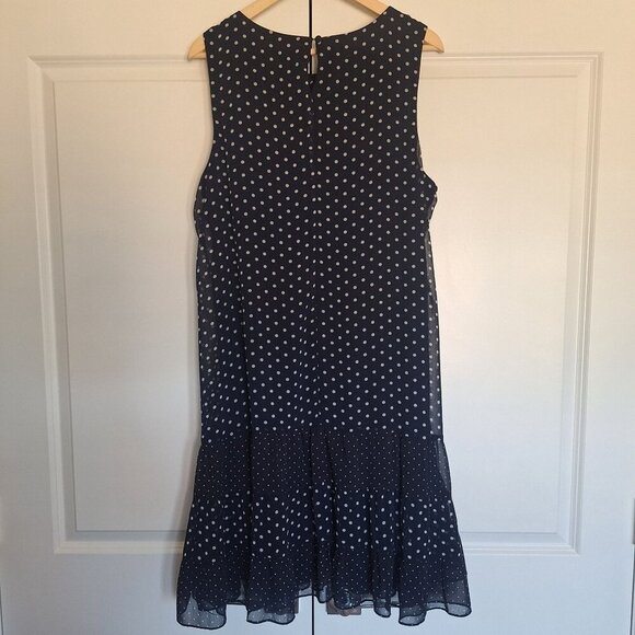 💙 JBS Women Polkadot Midi Sleeveless Lines Flowy Dress Size 22 Preppy Fall Cott - Picture 7 of 8